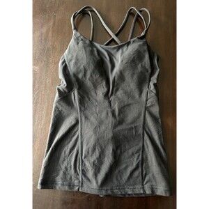 EUC Lululemon Women's Exquisite Activewear Mesh Tank BLACK Built In Bra Sz 4